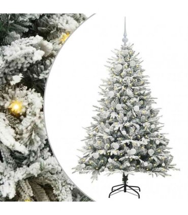 vidaXL Artificial Christmas Tree with Flocked Snow 150 LEDs Warm White
