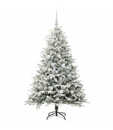 vidaXL Artificial Christmas Tree with Flocked Snow 150 LEDs Warm White