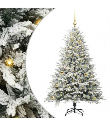 vidaXL Artificial Christmas Tree with Flocked Snow 150 LEDs Warm White