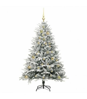vidaXL Artificial Christmas Tree with Flocked Snow 150 LEDs Warm White