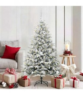 vidaXL Artificial Christmas Tree with Flocked Snow 150 LEDs Warm White