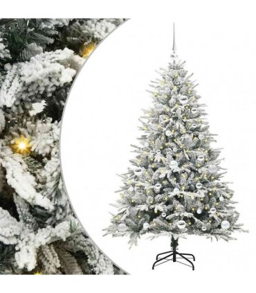 vidaXL Artificial Christmas Tree with Flocked Snow 150 LEDs Warm White