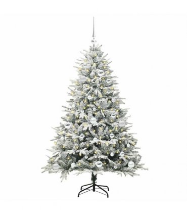 vidaXL Artificial Christmas Tree with Flocked Snow 150 LEDs Warm White