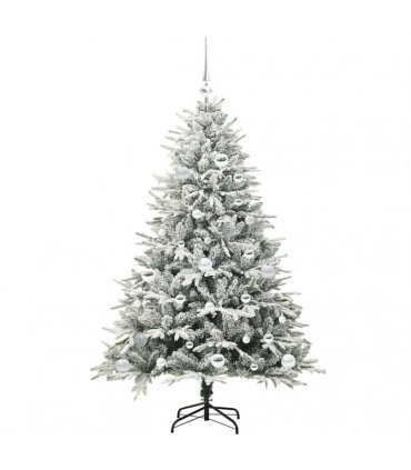 vidaXL Artificial Christmas Tree with Flocked Snow 150 LEDs Warm White