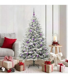 vidaXL Artificial Christmas Tree with Flocked Snow 150 LEDs Warm White