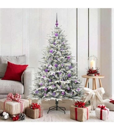 vidaXL Artificial Christmas Tree with Flocked Snow 150 LEDs Warm White