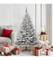 vidaXL Artificial Christmas Tree with Flocked Snow 150 LEDs Warm White