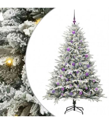 vidaXL Artificial Christmas Tree with Flocked Snow 150 LEDs Warm White