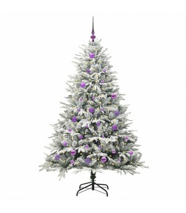 vidaXL Artificial Christmas Tree with Flocked Snow 150 LEDs Warm White