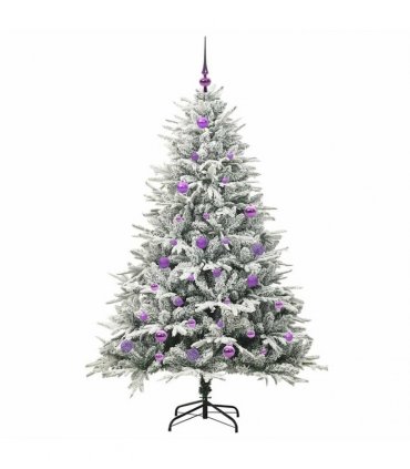 vidaXL Artificial Christmas Tree with Flocked Snow 150 LEDs Warm White