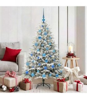 vidaXL Artificial Christmas Tree with Flocked Snow 150 LEDs Warm White