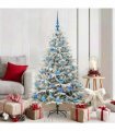 vidaXL Artificial Christmas Tree with Flocked Snow 150 LEDs Warm White