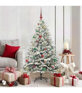 vidaXL Artificial Christmas Tree with Flocked Snow 150 LEDs Warm White