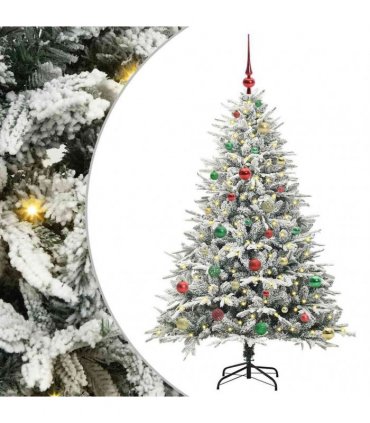 vidaXL Artificial Christmas Tree with Flocked Snow 150 LEDs Warm White