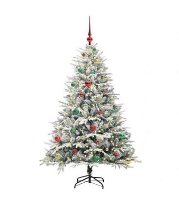 vidaXL Artificial Christmas Tree with Flocked Snow 150 LEDs Warm White