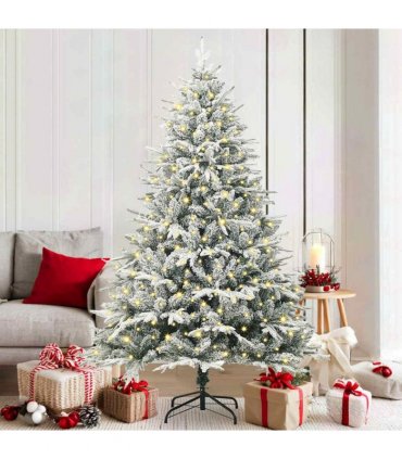 vidaXL Artificial Christmas Tree with Flocked Snow 300 LEDs Warm White