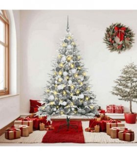 vidaXL Artificial Christmas Tree with Flocked Snow 300 LEDs Warm White