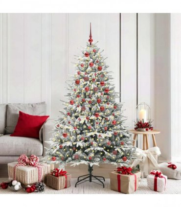 vidaXL Artificial Christmas Tree with Flocked Snow 300 LEDs Warm White