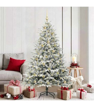 vidaXL Artificial Christmas Tree with Flocked Snow 300 LEDs Warm White