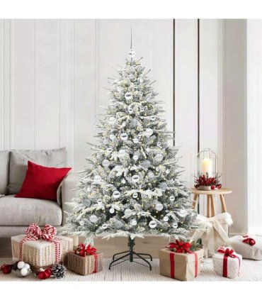 vidaXL Artificial Christmas Tree with Flocked Snow 300 LEDs Warm White