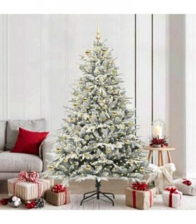 vidaXL Artificial Christmas Tree with Flocked Snow 300 LEDs Warm White