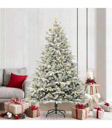 vidaXL Artificial Christmas Tree with Flocked Snow 300 LEDs Warm White