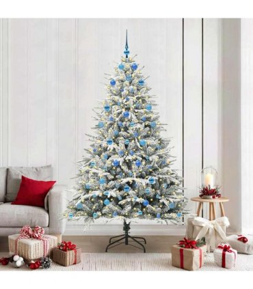 vidaXL Artificial Christmas Tree with Flocked Snow 300 LEDs Warm White