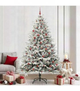 vidaXL Artificial Christmas Tree with Flocked Snow 300 LEDs Warm White