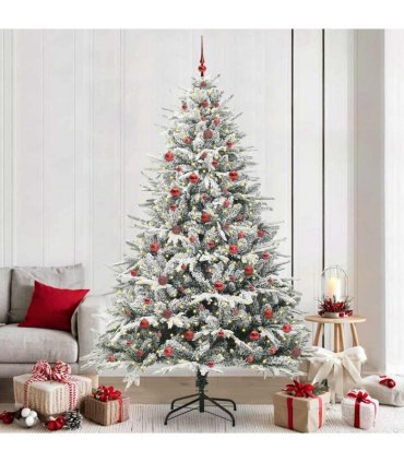 vidaXL Artificial Christmas Tree with Flocked Snow 300 LEDs Warm White