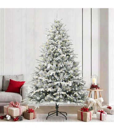 vidaXL Artificial Christmas Tree with Flocked Snow 300 LEDs Warm White