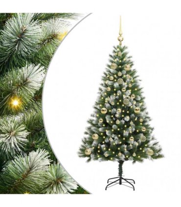 vidaXL Artificial Hinged Christmas Tree with Flocked Snow 150 cm