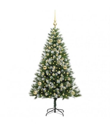 vidaXL Artificial Hinged Christmas Tree with Flocked Snow 150 cm