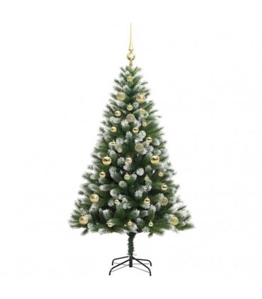 vidaXL Artificial Hinged Christmas Tree with Flocked Snow 150 cm