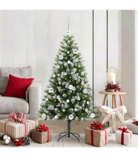 vidaXL Artificial Hinged Christmas Tree with Flocked Snow 150 cm