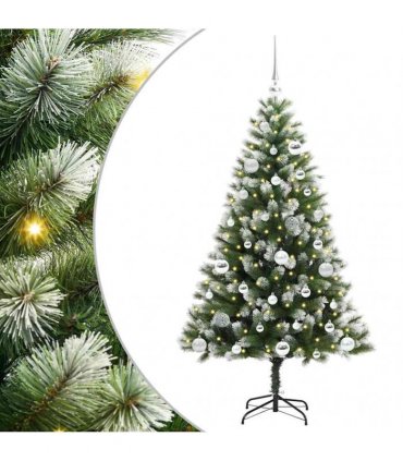vidaXL Artificial Hinged Christmas Tree with Flocked Snow 150 cm