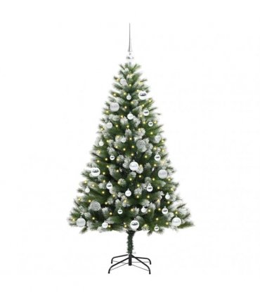 vidaXL Artificial Hinged Christmas Tree with Flocked Snow 150 cm
