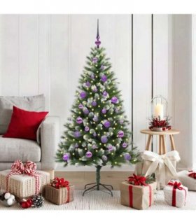 vidaXL Artificial Hinged Christmas Tree with Flocked Snow 150 cm