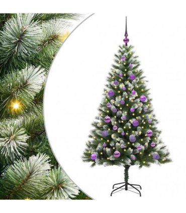 vidaXL Artificial Hinged Christmas Tree with Flocked Snow 150 cm