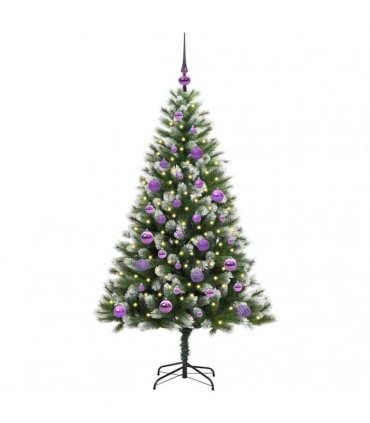 vidaXL Artificial Hinged Christmas Tree with Flocked Snow 150 cm