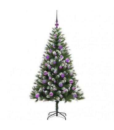 vidaXL Artificial Hinged Christmas Tree with Flocked Snow 150 cm