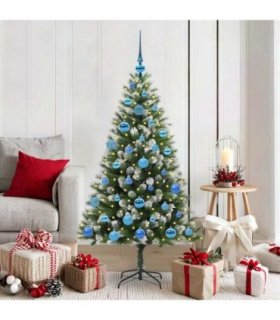 vidaXL Artificial Hinged Christmas Tree with Flocked Snow 150 cm