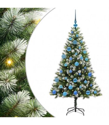 vidaXL Artificial Hinged Christmas Tree with Flocked Snow 150 cm