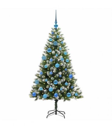 vidaXL Artificial Hinged Christmas Tree with Flocked Snow 150 cm