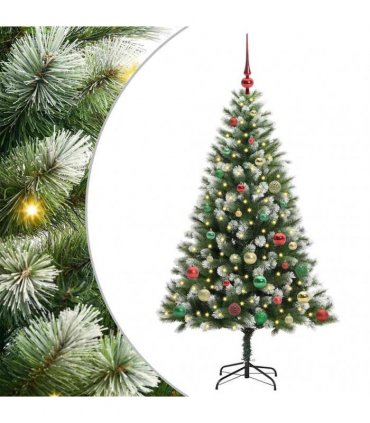 vidaXL Artificial Hinged Christmas Tree with Flocked Snow 150 cm