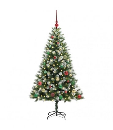 vidaXL Artificial Hinged Christmas Tree with Flocked Snow 150 cm