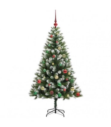 vidaXL Artificial Hinged Christmas Tree with Flocked Snow 150 cm