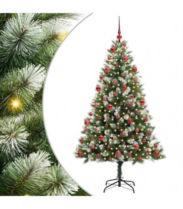 vidaXL Artificial Hinged Christmas Tree with Flocked Snow 180 cm