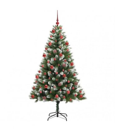 vidaXL Artificial Hinged Christmas Tree with Flocked Snow 180 cm