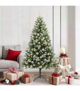 vidaXL Artificial Hinged Christmas Tree with Flocked Snow 180 cm