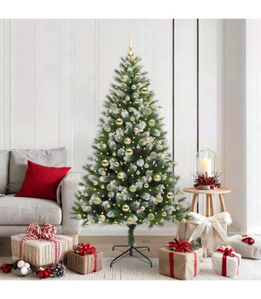 vidaXL Artificial Hinged Christmas Tree with Flocked Snow 180 cm